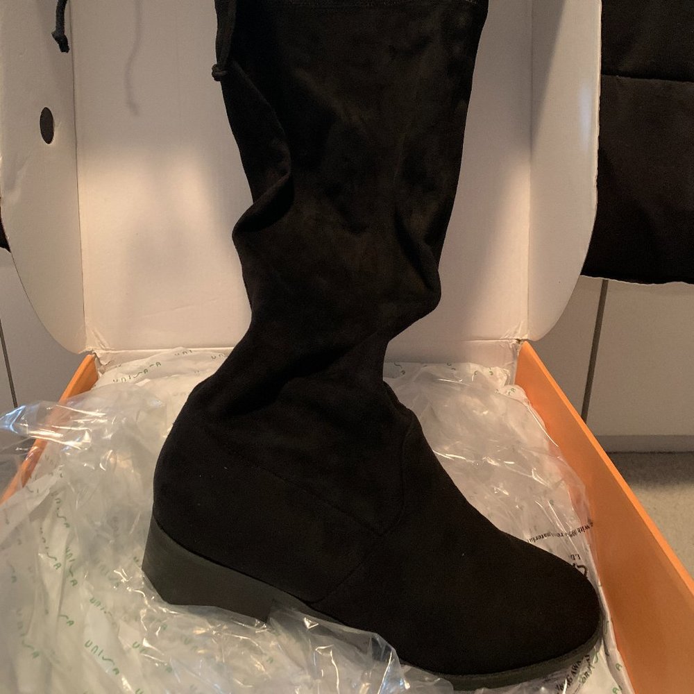 In the BOX -Black Suede over the Knee boot